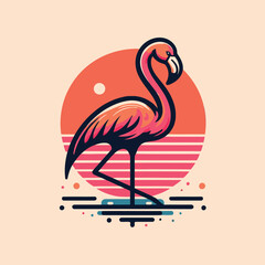 Flamingo bird illustration design on background