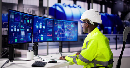 Fototapeta premium Engineer Operator Using Scada System