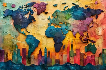 Fototapeta premium Vibrant Abstract Representation of the World Map and Globe