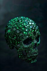 Emerald Green Crystal Skull with Radiant Light
