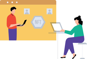 Boy and girl working online.