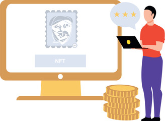 Guy is buying NFT online.