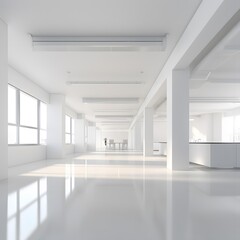 White open space office interior. Generative AI.