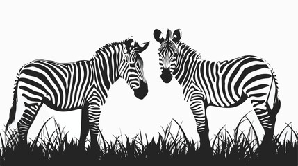 Fototapeta na wymiar Zebra cartoon black silhouette in white background vector