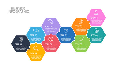 Infographic design 10 processes or steps. Vector illustration.