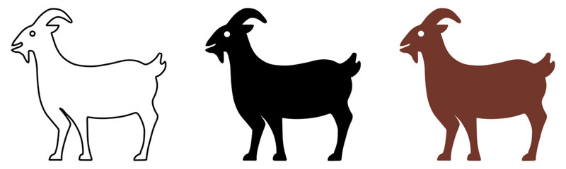 Goat Silhouette icon vector. Goat silhouette for icon, symbol or sign. Goat icon for farm, livestock, Chinese new year or Ramadhan