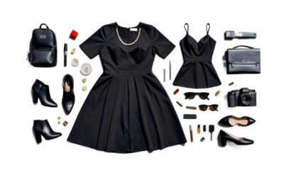 standing urban dress black street woman fashion style confident city sidewalk elegance trendy modern stylish outfit attitude posing glamourous chic beautiful brunette young fashionable model