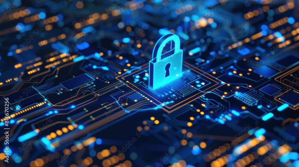 Aufkleber digital padlock icon of cyber security and data protection technology,.and business data privacy con