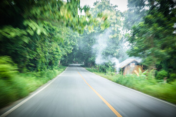 Motion blur of Road in the countryside.