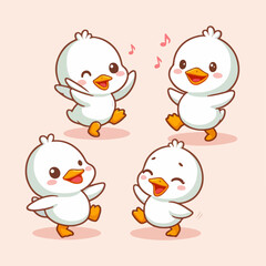 vector collection of cute cartoon animals dancing