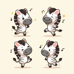 vector collection of cute cartoon animals dancing