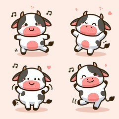 vector collection of cute cartoon animals dancing