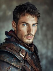 Obraz premium Rugged adventurer with piercing blue eyes