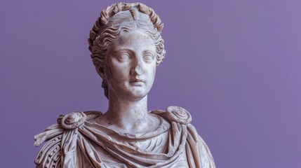 Obraz premium Elegant marble bust of a woman with ornate hairstyle