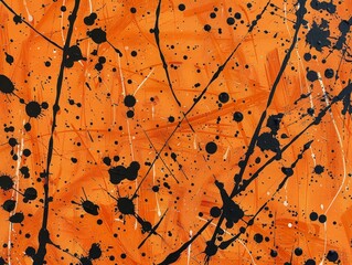 abstract orange and black paint splatter background