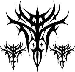 Unique Tribal Vector Shape - Gothic Y2K Sharp Element for Graphic Design and Artistic Project
