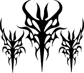 Unique Tribal Vector Shape - Gothic Y2K Sharp Element for Graphic Design and Artistic Project
