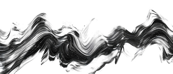 Fototapeta premium Ultrawide Black Chunky Brush Stroke Isolated On Transparent Background