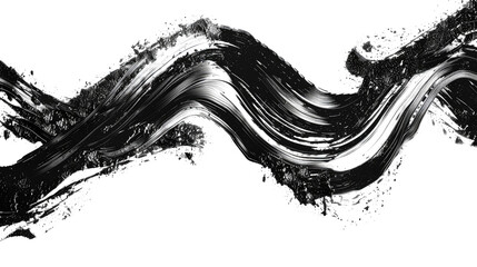 Black Chunky Brush Stroke Isolated On Transparent Background