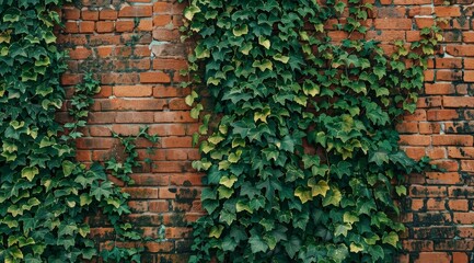 Ivy-covered brick wall