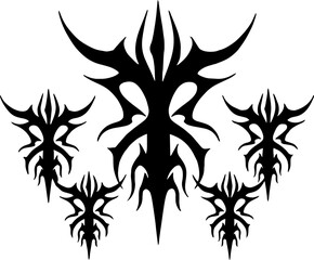 Unique Tribal Vector Shape - Gothic Y2K Sharp Element for Graphic Design and Artistic Project
