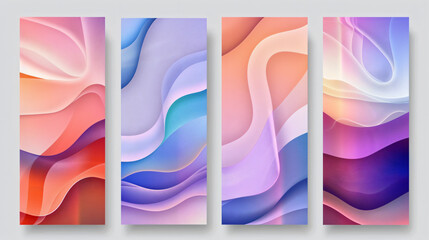 Modern light banner collection with 4 abstract shapes