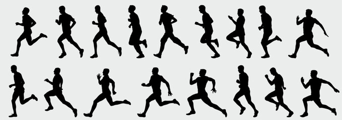 set of runner. silhouette of group of runner. 