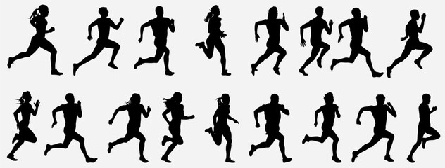 set of runner silhouette collection. 
