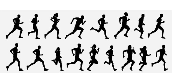 Set of runner. Runner running on isolated withe background. 