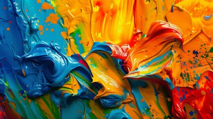 Mixing vibrant colors on canvas for a rich palette.