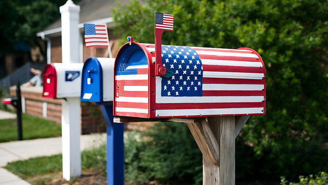 Partner with the postal service to paint a selection of mailboxes across neighborhoods in patriotic American flag designs. 