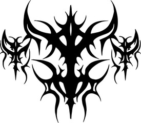 Unique Tribal Vector Shape - Gothic Y2K Sharp Element for Graphic Design and Artistic Project
