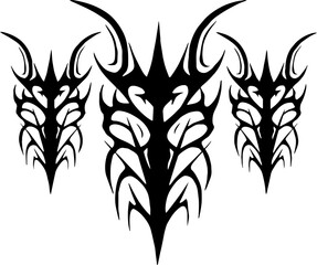 Unique Tribal Vector Shape - Gothic Y2K Sharp Element for Graphic Design and Artistic Project
