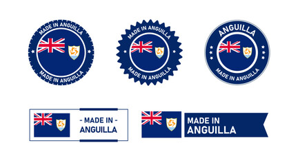 Angulla flag, Made in Angulla. Tag, Seal, Stamp, Flag, Icon vector