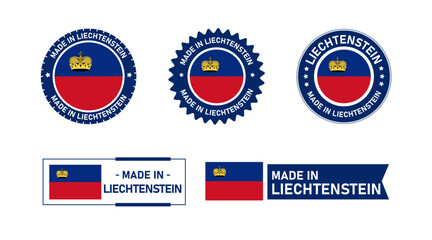 Naklejka premium Liechtenstein flag, Made in Liechtenstein. Tag, Seal, Stamp, Flag, Icon vector