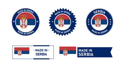 Serbia flag, Made in Serbia. Tag, Seal, Stamp, Flag, Icon vector