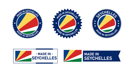 Seychelles flag, Made in Seychelles. Tag, Seal, Stamp, Flag, Icon vector