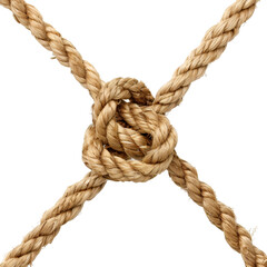 A rope with an isolated knot on a white background