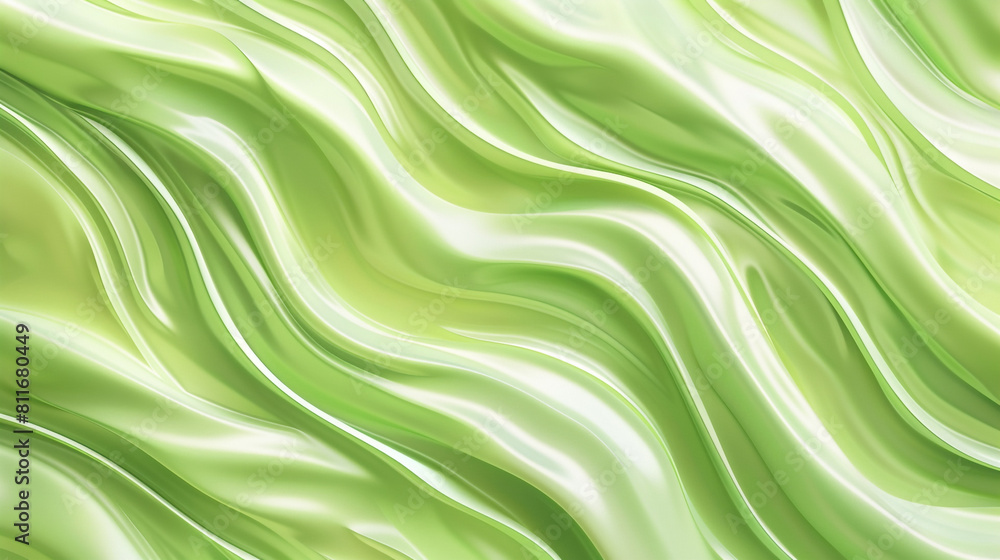 Poster green lime flowing waves with a smooth, silky texture create an abstract design for wallpapers or ba
