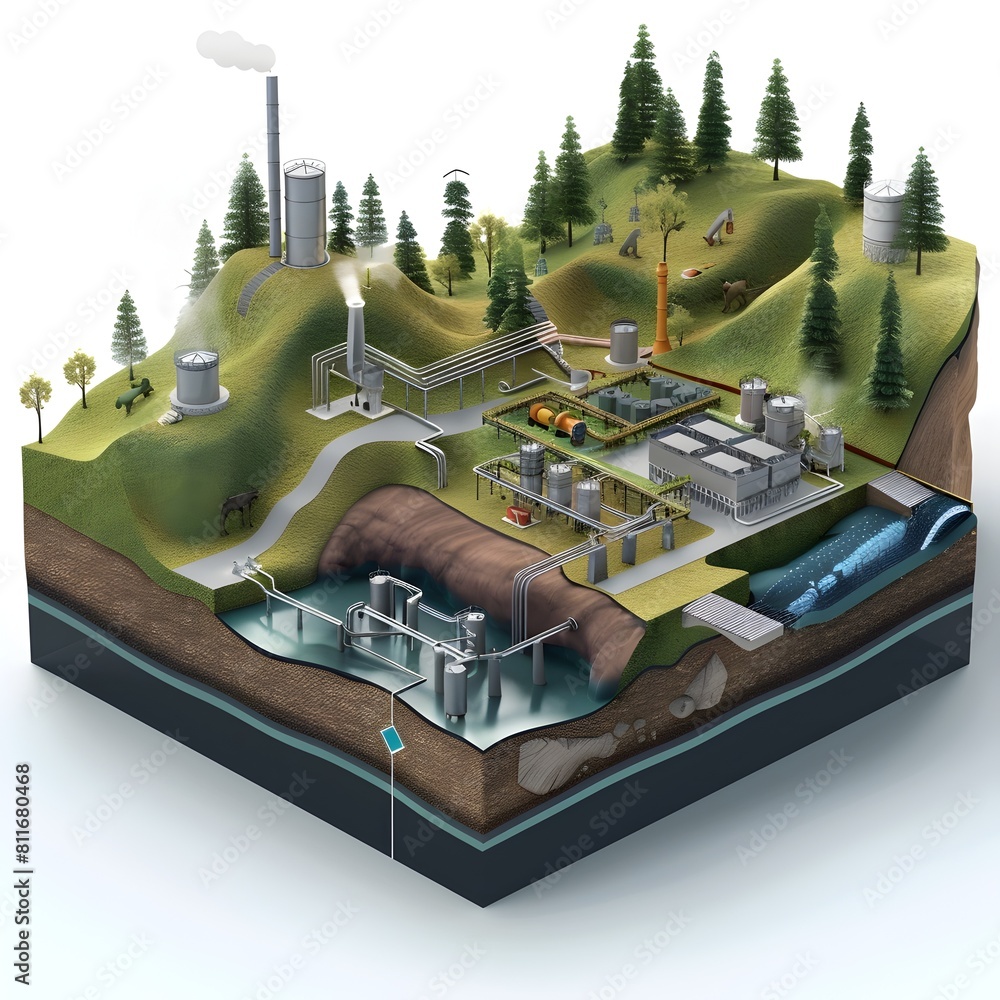 Poster detailed diagram illustrating the system boundaries and processes of a lifecycle assessment lca for