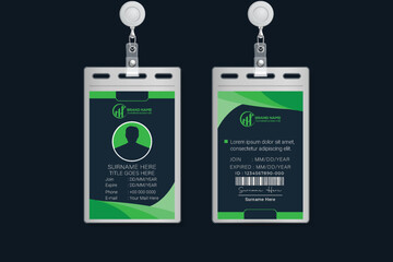 13_Vector professional Modern company blue and red waves style id card template design