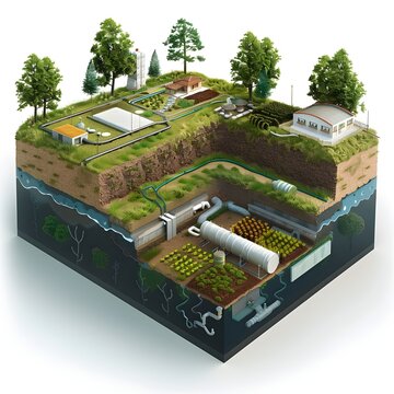 Diagram Illustrating Environmental Impacts of Sanitation Technologies Based on Lifecycle Assessment