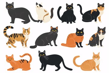 illustration of cats on a white background