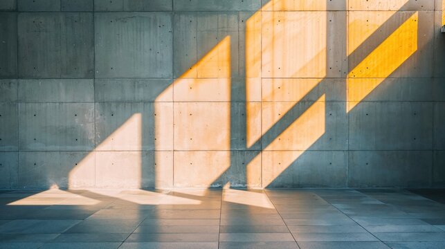 Stylish Architectural Rendering with High Contrast Shadows and Concrete Surfaces.