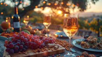 Fototapeta premium glass of wine and grapes