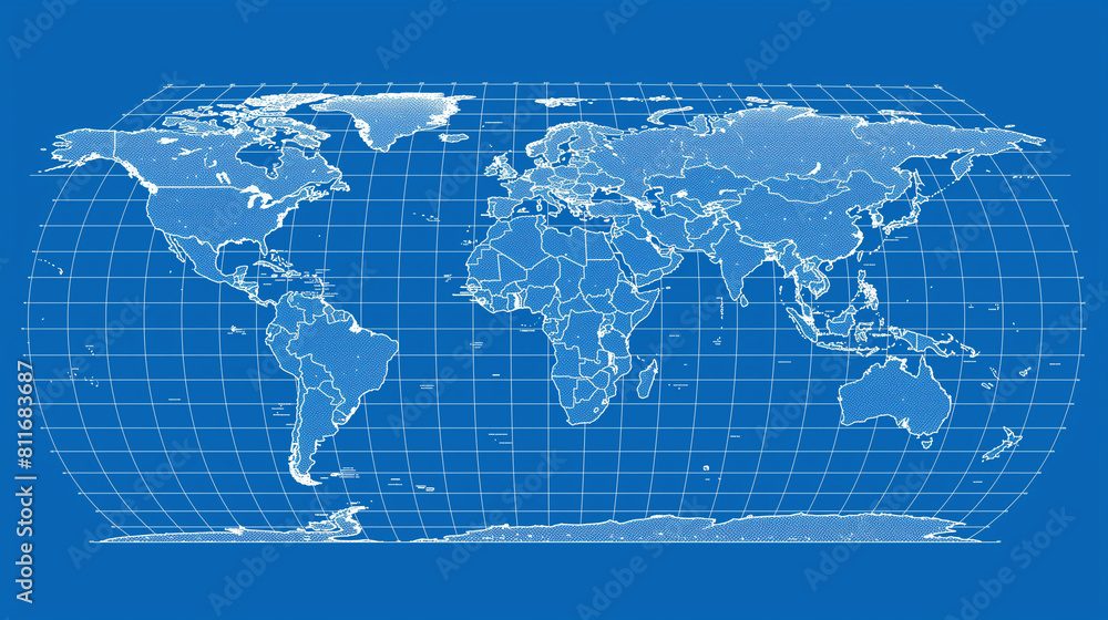 Aufkleber world map vector drawing lines for background and text,all elements are separated in editable layers