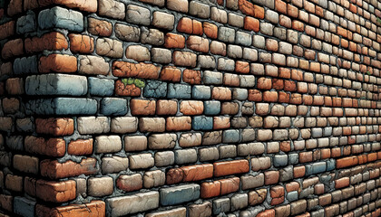 Fototapeta premium Comprehensive Detail of an Old Brick Wall: Full Canvas Exploration 