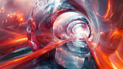 Delve into the mesmerizing world of side-view abstract art translated into photorealistic 3D CG designs within a virtual reality setting