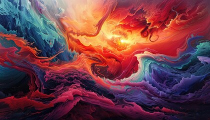 Explore a high-angle view of a surrealistic dreamscape, blending psychological concepts with vivid, swirling brushstrokes reminiscent of impressionistic landscapes