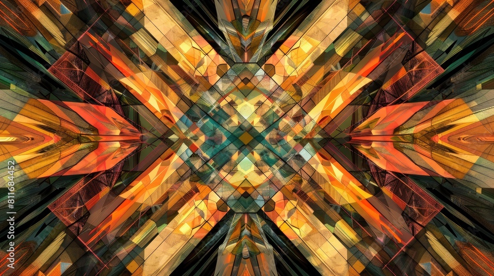 Poster geometric abstract background in digital art featuring silk symmetry in seamless patterns